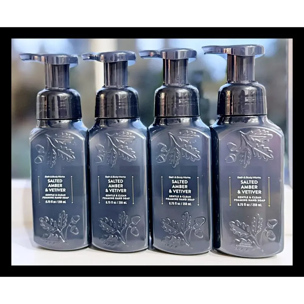 Bath & Body Works Salted Amber & Vetiver Gentle Clean Foaming Hand Soap x4